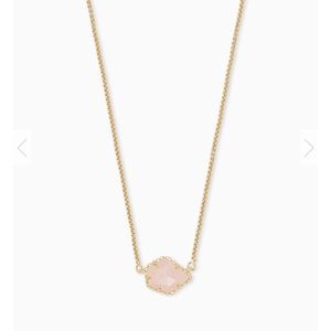 Kendra Scott Tess Gold Pendant Necklace RoseQuartz